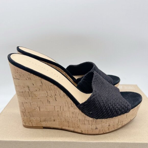 Veronica Beard Dali Woven Cork Platform Wedge Mules Black Women’s US 10 - $325 - Picture 5 of 11